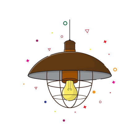 Hanging lamp icon in flat style. vector illustrationのイラスト素材