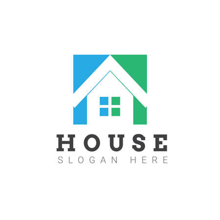 colorful house logo in simple styleのイラスト素材