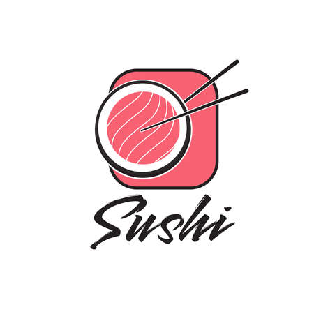 sushi logo design with chopsticks. logo vector templateのイラスト素材