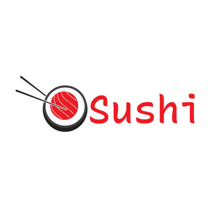 sushi logo design with chopsticks. logo vector templateのイラスト素材