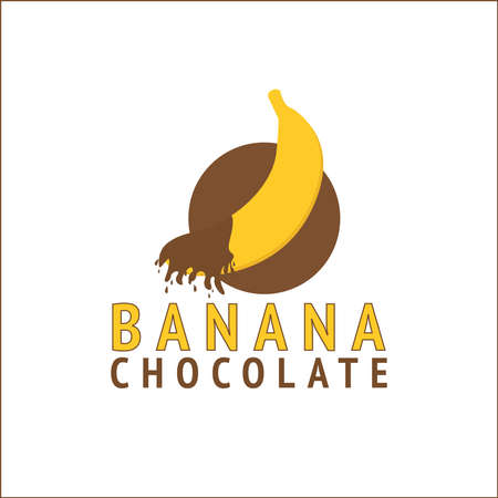 Chocolate banana vector logo. Chocolate banana icon in flat style.のイラスト素材