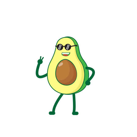 Avocado cute character in flat styleのイラスト素材