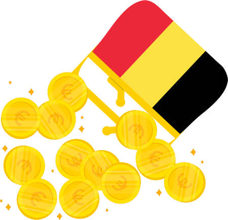 Belgium vector hand drawn flag, EURのイラスト素材