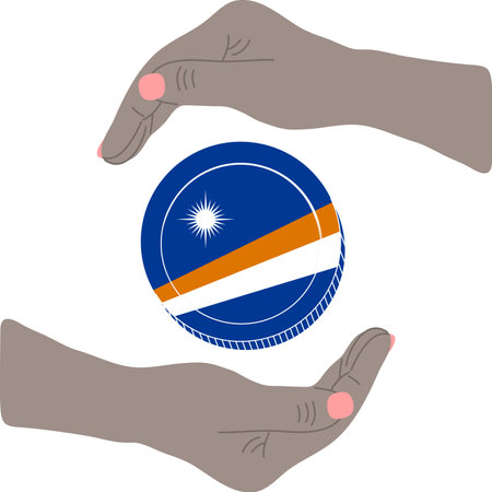 Marshall Islands Flag hand drawn,United States dollar hand drawnのイラスト素材