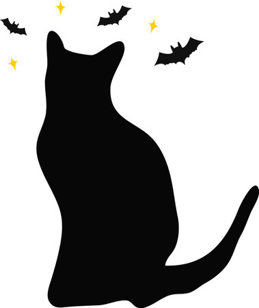 Black cat silhouette on white background.のイラスト素材