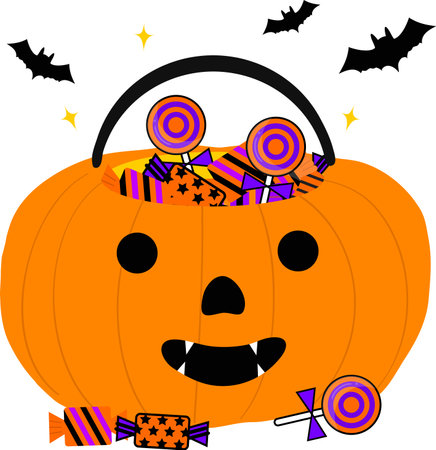 Pumpkin Candy Bucket Halloween partyのイラスト素材