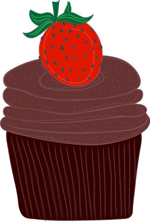 Strawberry Chocolate Cupcakes, illustration in a cartoon style.