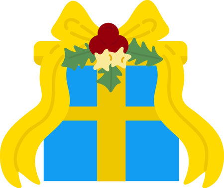 Christmas present. Garlands, flags, labels, bubbles, ribbons and stickers. Collection of Merry Christmas decorative iconsのイラスト素材
