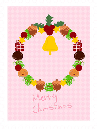 Christmas stamp. Garlands, flags, labels, bubbles, ribbons and stickers. Collection of Merry Christmas decorative iconsのイラスト素材