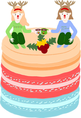 Christmas macaron. Garlands, flags, labels, bubbles, ribbons and stickers. Collection of Merry...