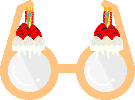 christmas party glasses. Garlands, flags, labels, bubbles, ribbons and stickers. Collection of Merry Christmas decorative iconsのイラスト素材