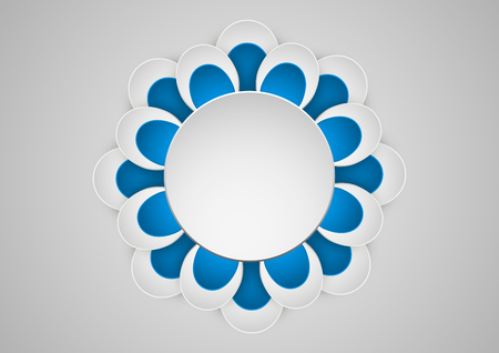 Paper graphic of flower geometric art. Banner with round frame. Vector illustration.のイラスト素材
