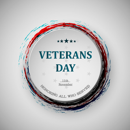 Round banner with the text Veterans Day written inside.のイラスト素材