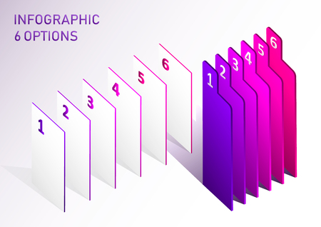 Modern vector step lable infographic elements. Abstract elements of graph 6 steps options.のイラスト素材