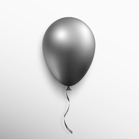 Realistic black balloon isolated on white background. Vector illustration.のイラスト素材