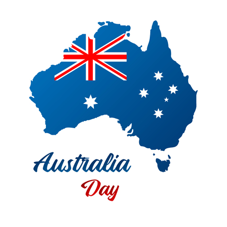 Happy Australia day. Map of Australia with flag. Vector illustration for Greeting card, poster and banner.のイラスト素材