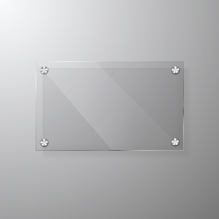 Vector modern Glassy signage template with space for message. Clear acrylic signboard design mock upのイラスト素材