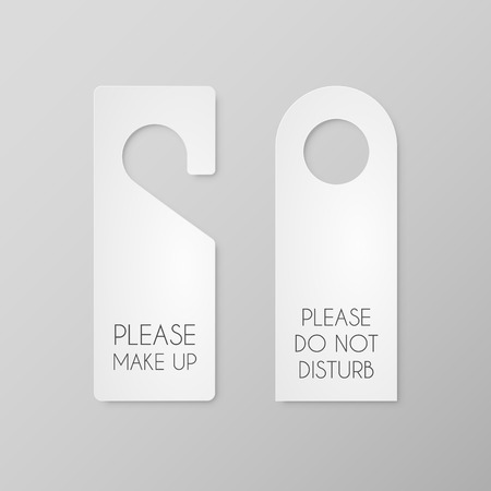 Vector Set of White Blank Paper. Hotel door hanger tagsのイラスト素材