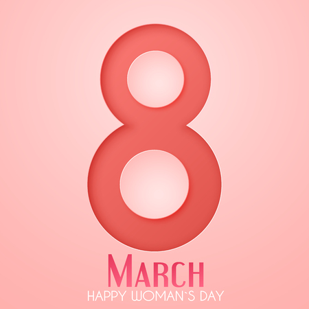 International women's day poster. March 8 symbol in paper cut style with shadows.のイラスト素材
