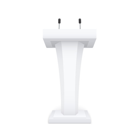 Vector tribune podium rostrum. Speech stand with microphoneのイラスト素材