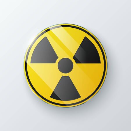 Black and yellow radioactive symbol isolated on gray background. Vector illustrationのイラスト素材