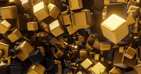 Gold and black geometric shapes, octahedron.