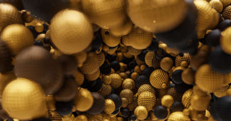 Gold and black geometric shapes, octahedron.の写真素材