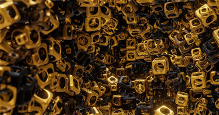 Gold and black geometric shapes.