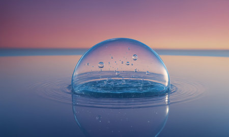 Water bubble on water splash background. Background created by artificial intelligenceの写真素材