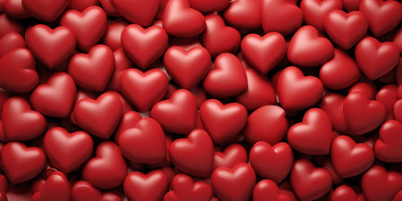Romantic abstract background with red hearts