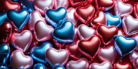 Valentines day multicolored hearts balloonsの写真素材