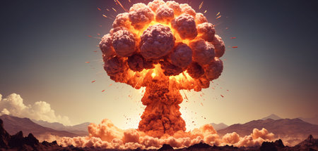 A nuclear explosion. Realistic digital illustration. Fantastic Background