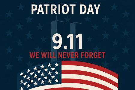 An illustration of a patriotic poster dedicated to September 11 Memorial Day.