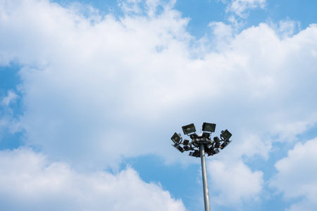 LED Lights, High Mast Lighting with blue sky and white clouds