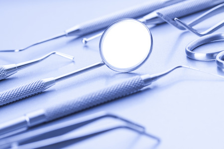 Close up of profesjonal dental toolsの写真素材