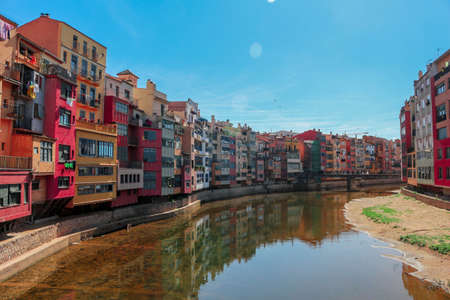 Colored buildings on the bank of a canal.のeditorial素材