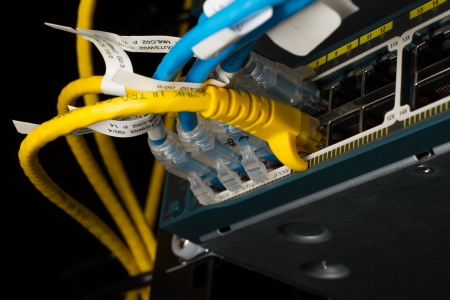 Server Network switch and UTP cablesの写真素材