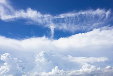 Fluffy cloud and blue skyの写真素材