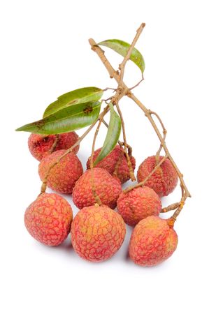 bunch of lychee fruit with white backgroundの写真素材