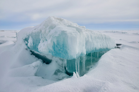 The ice hummock on Lake Balkhash. An ice hummock is an ice-field.
