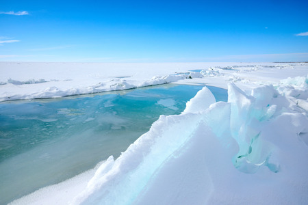The ice hummock on Lake Balkhash. An ice hummock is an ice-field.