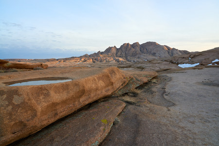 Views of Mount Bektau Ata. Bektau Ata - a mountainous area in the middle of the Kazakhstan steppe, within a radius of about 5-7 km.の写真素材