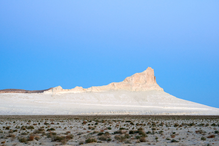 On the Ustyurt Plateau. Desert and plateau Ustyurt or Ustyurt plateau is located in the west of Central Asia, particulor in Kazakhstan, Turkmenistan and Uzbekistan.の写真素材