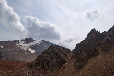 Landscape in Trans-Ili Alatau on a summer day. Trans-Ili Alatau is a part of the Northern Tian Shan mountain system. Kazakhstan.の写真素材