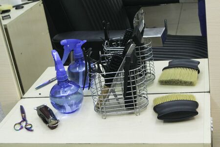 Hairdressing supplies on the table.の写真素材