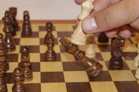Chess move on a chessboard.の写真素材