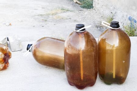 Plastic kegs made of polyethylene terephthalate are designed for single use, they are light and cheapの写真素材