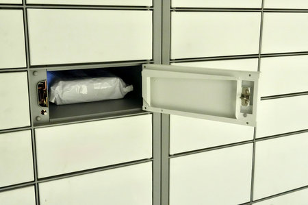 Close up of a mailbox in a building, closeup of photo