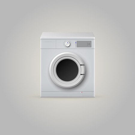 White washing machine with front door   Isolated vector illustrationのイラスト素材