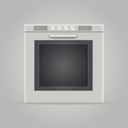 Gray square oven with four tumblers  Isolated illustration の写真素材